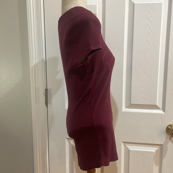 Y2K Aeropostale burgundy red 100% cotton cap sleeve pullover top waffle knit L - Picture 3 of 9